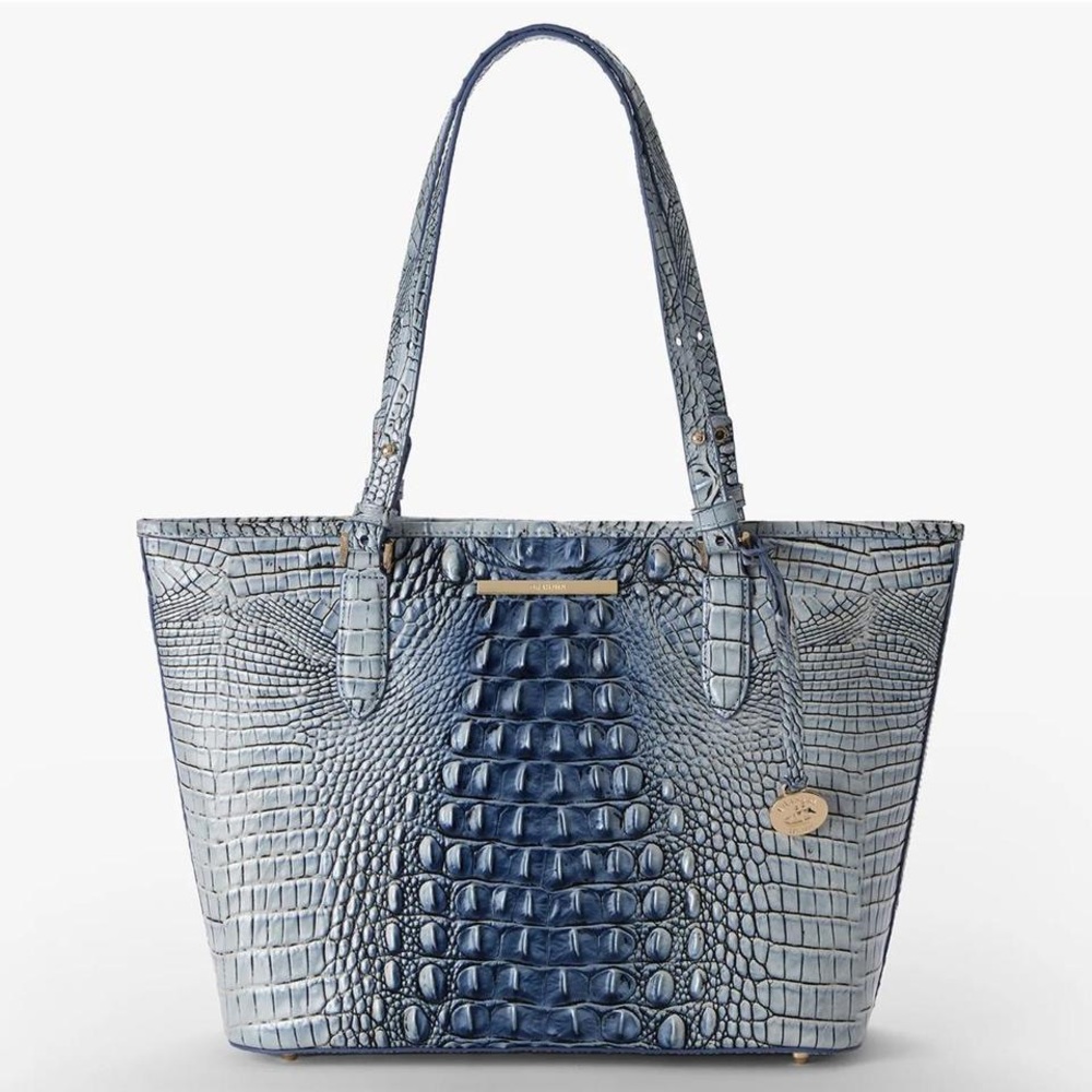 Blue Brahmin Medium Asher Tote Alligator Leather Bag Purse w/ Tassel Bag Charm